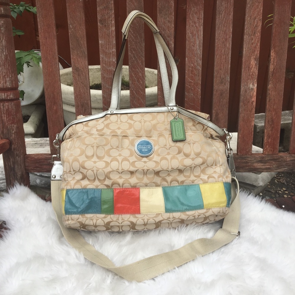 SOLD Coach Signature Multicolor Stripe Diaper Bag